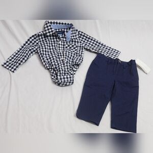 Andy & Evan Checkered 6-9M Onsie And Pant - 2 Piece